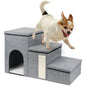Dog Stairs for Small Dogs Foldable Pet Stairs for Couch/Bed with Storage Box Condo and Cat Scratcher Adjustable Non-Slip Dog Steps for Puppy Cats or Small Dog (3-Step17" H)