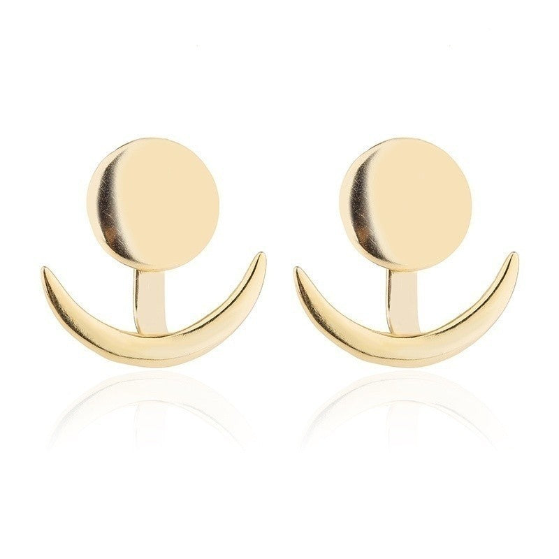 Geometric round and crescent earrings