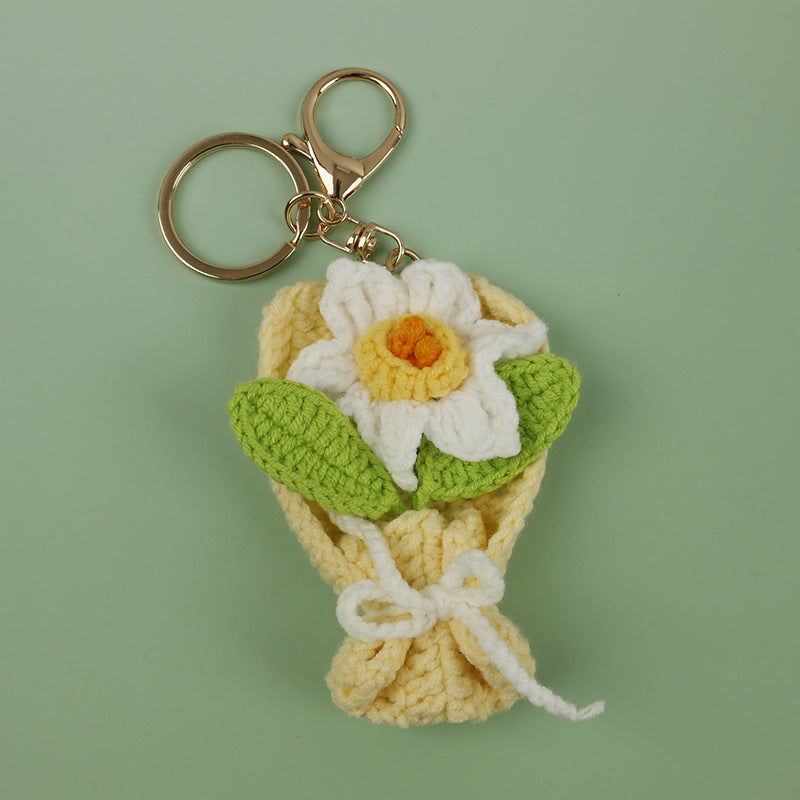 Handmade Crochet Flower Keychain Charm