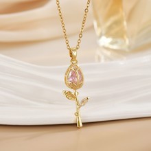 Tulip Zircon Diamond Necklace Titanium Steel Chain