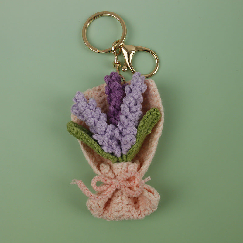 Handmade Crochet Flower Keychain Charm