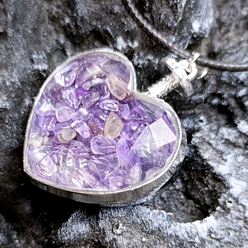 Natural Crystal Heart Bottle Pendant Necklace