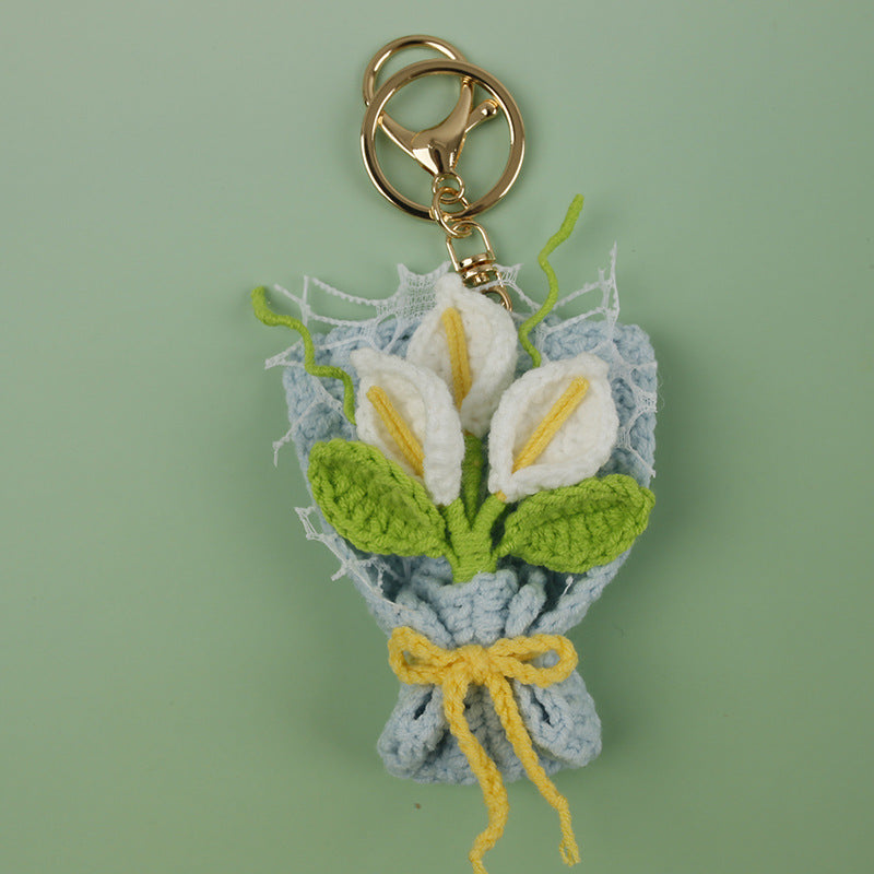 Handmade Crochet Flower Keychain Charm