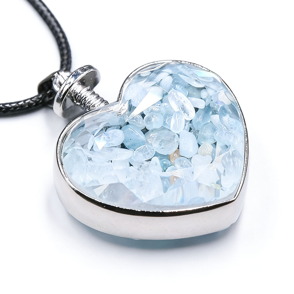 Natural Crystal Heart Bottle Pendant Necklace