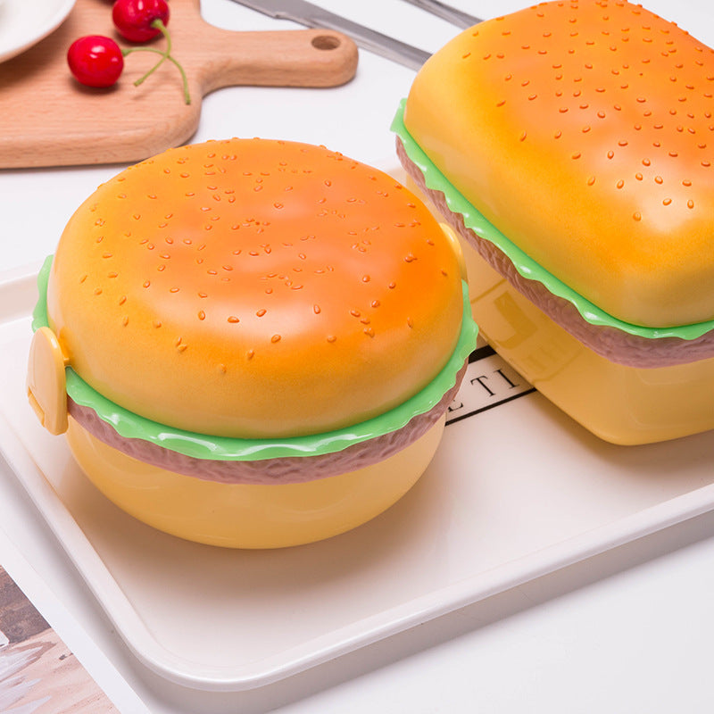 Burger-Shaped Lunch Box for Kids with Fork and Spoon