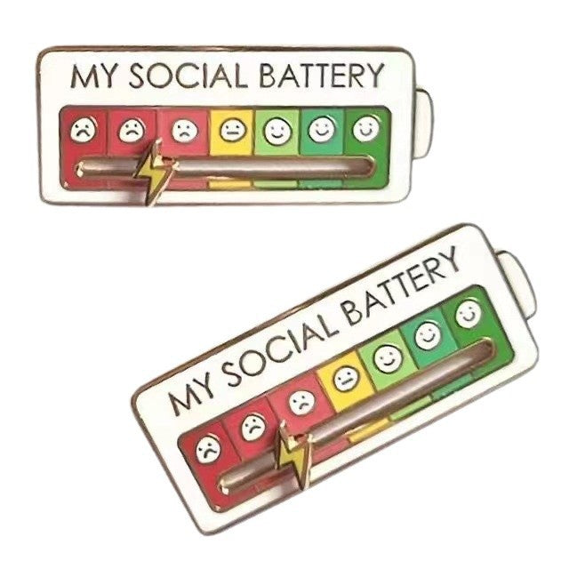 Electric Social Battery Brooch Metal Badge