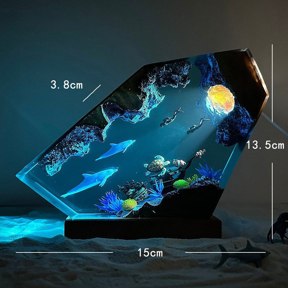 Ocean Themed Resin Night Light with Remote Control