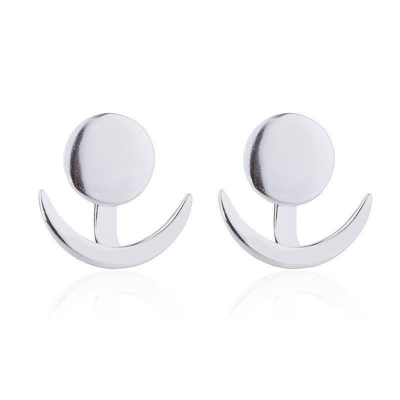 Geometric round and crescent earrings