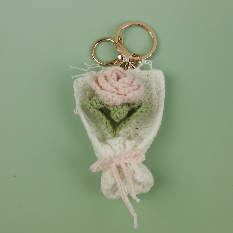 Handmade Crochet Flower Keychain Charm