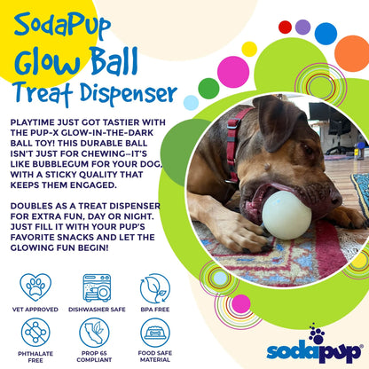 4" Glow-in-the-Dark Dog Ball - Treat Dispenser & Water Toy
