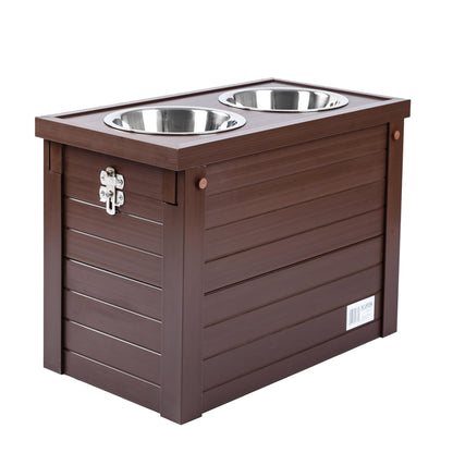 New Age Pet® ECOFLEX® Elevated Dog Feeder with 2 Stainless Steel Bowls and Sliding Lid Storage Bin