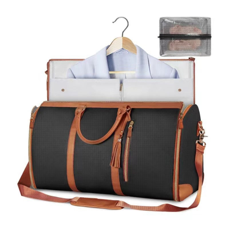 Large Foldable Travel Duffel Bag With Wardrobe Zipper Compartment
