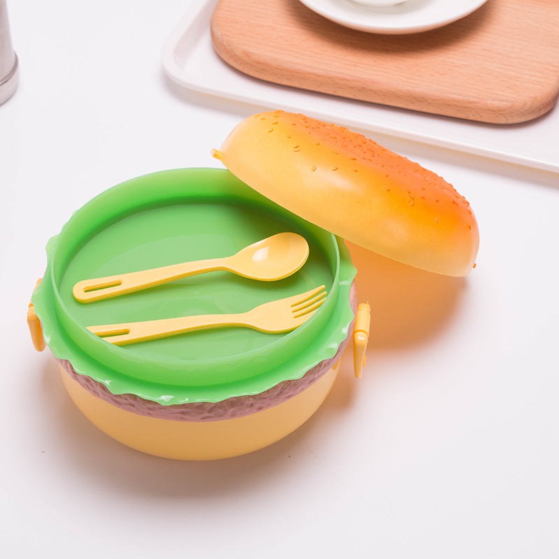 Burger-Shaped Lunch Box for Kids with Fork and Spoon