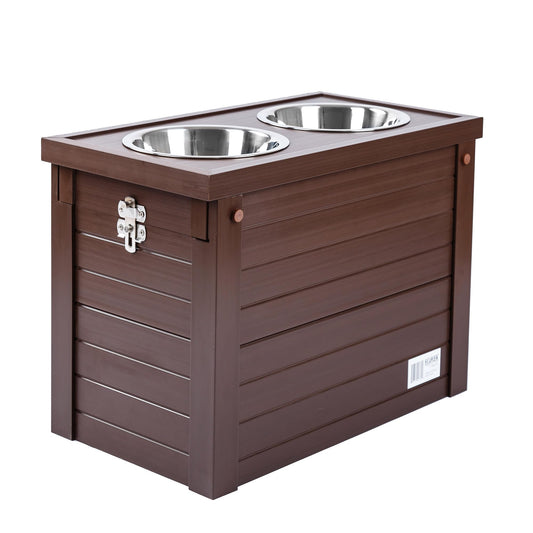 New Age Pet® ECOFLEX® Elevated Dog Feeder with 2 Stainless Steel Bowls and Sliding Lid Storage Bin