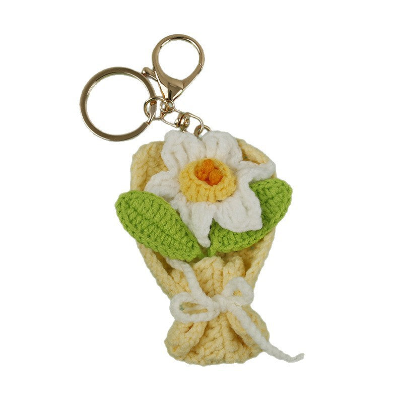 Handmade Crochet Flower Keychain Charm