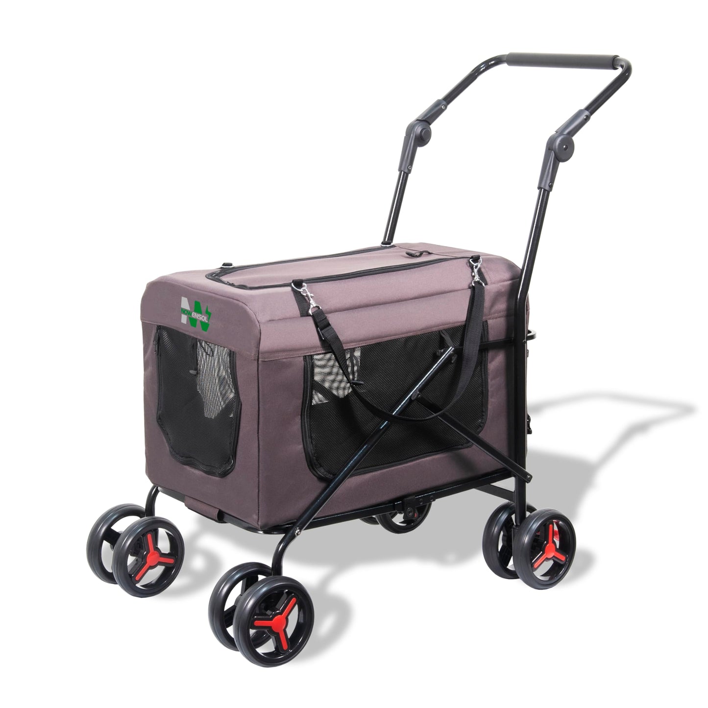 Pet Stroller with Detachable Wheels brown