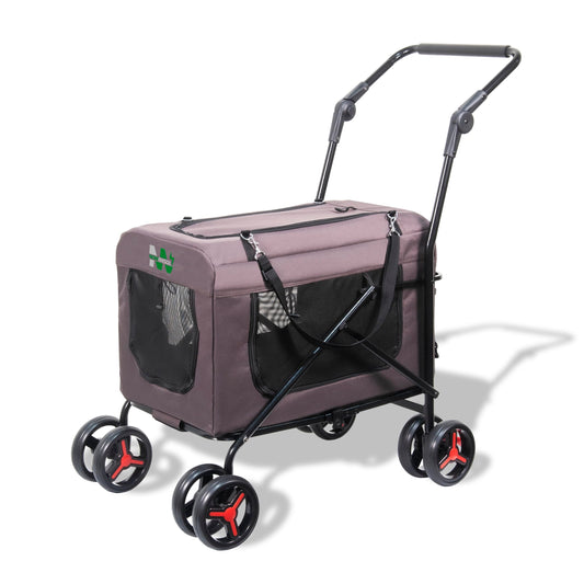 Pet Stroller with Detachable Wheels brown