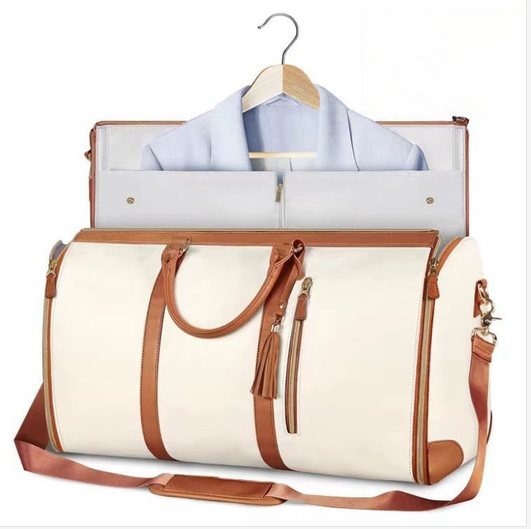 Large Foldable Travel Duffel Bag With Wardrobe Zipper Compartment