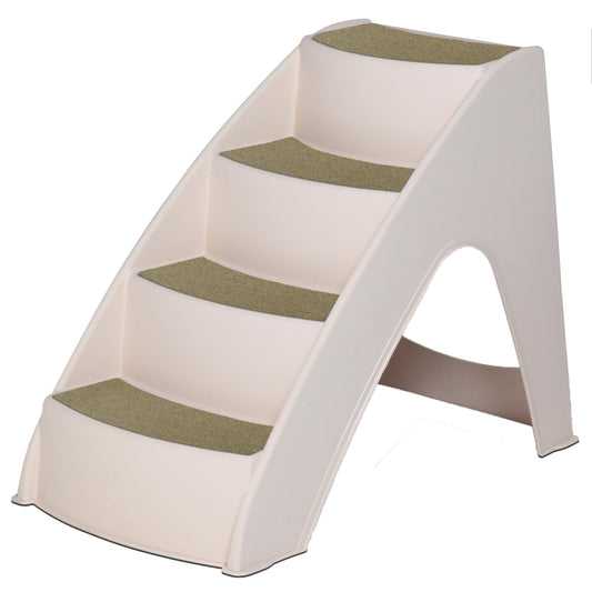PetSafe CozyUp Dog Stairs - 4 Step Design Pet Stairs - Dog Steps for High Beds Sofa - Pet Steps Safety Features Include Siderails Non-Slip Pads Durable Lightweight Support up to 70 lbs Tan
