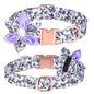 Pimaodog Dog Collar Girl Dog Collar Puppy Collar Floral Pattern Dog Collar Cute Dog Collar with Detachable Rhinestone Flower for Female Dogs Small Medium Large (S:26-42cm Purple/White)