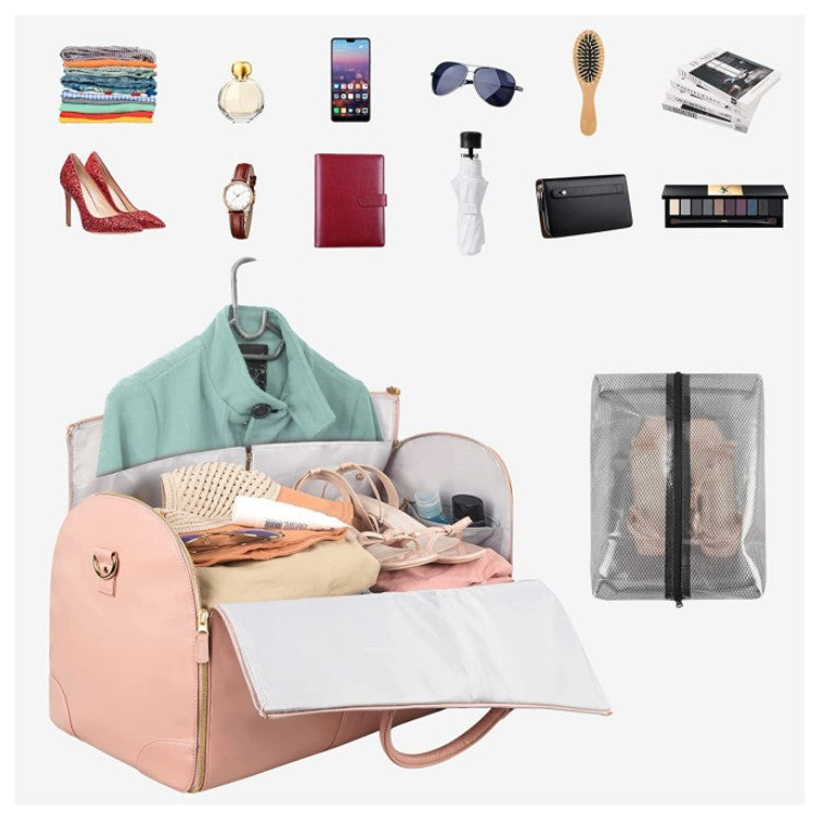 Large Foldable Travel Duffel Bag With Wardrobe Zipper Compartment