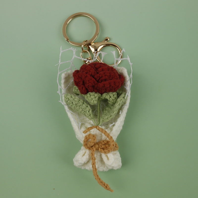 Handmade Crochet Flower Keychain Charm