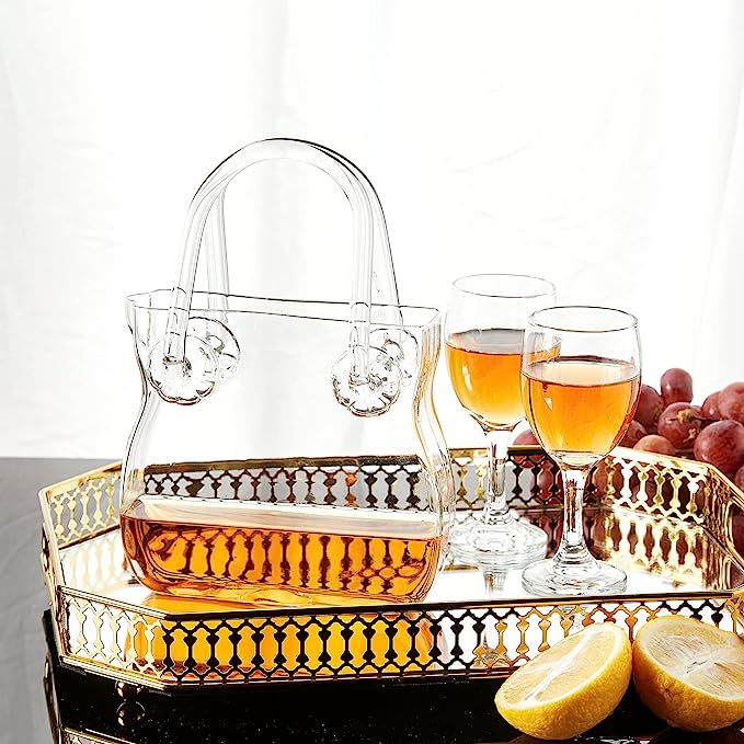 Glass Handbag Purse Decanter & Vase For Flowers (750ML)