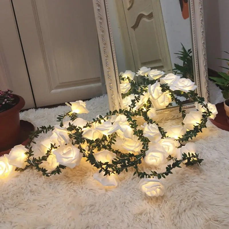 LED Rose Rattan String Lights for Room Decor