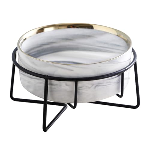 Kosoa Dazzling Ceramic Elevated Cat Bowls Dog Bowls Pet Bowls Dog Cat Food Water Bowl Raised Cat Food Bowls Cat Bowls for Indoor Gift for pet Owner Birthday (MediumGrey)