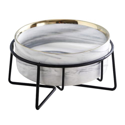 Kosoa Dazzling Ceramic Elevated Cat Bowls Dog Bowls Pet Bowls Dog Cat Food Water Bowl Raised Cat Food Bowls Cat Bowls for Indoor Gift for pet Owner Birthday (MediumGrey)