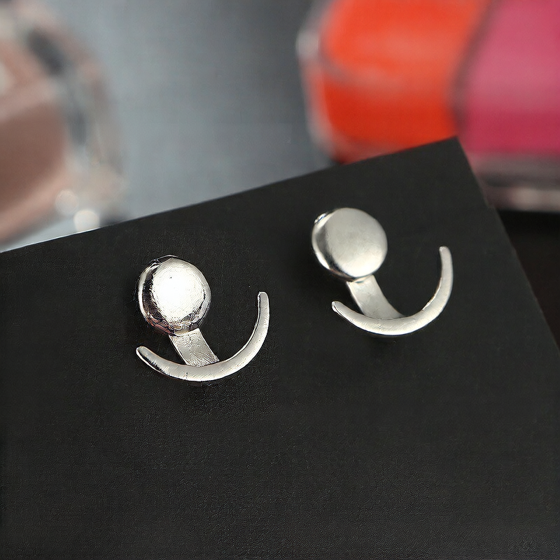 Geometric round and crescent earrings
