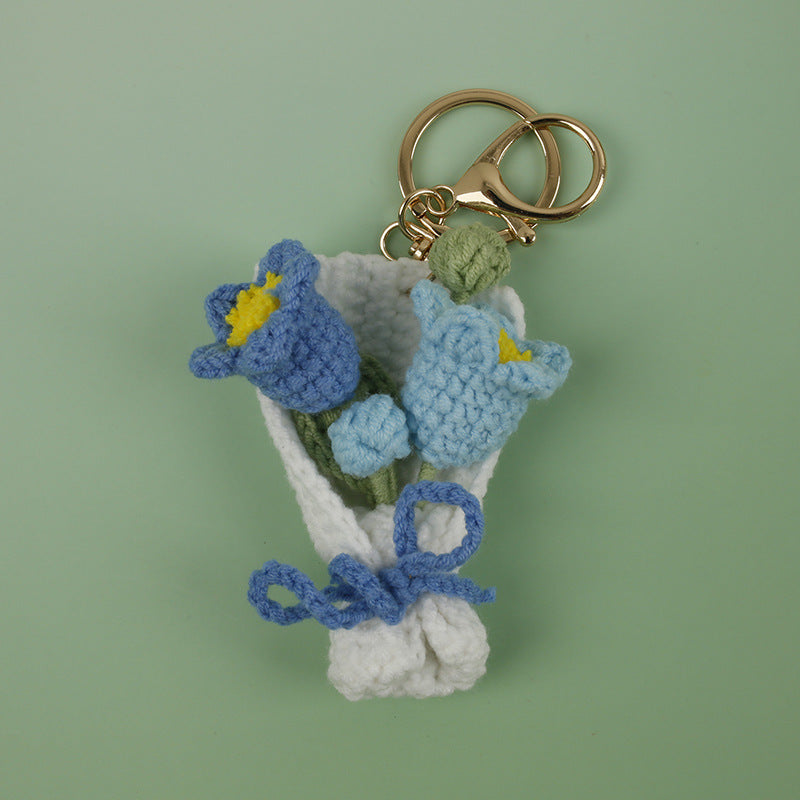 Handmade Crochet Flower Keychain Charm