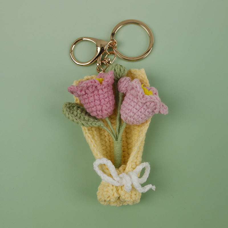 Handmade Crochet Flower Keychain Charm