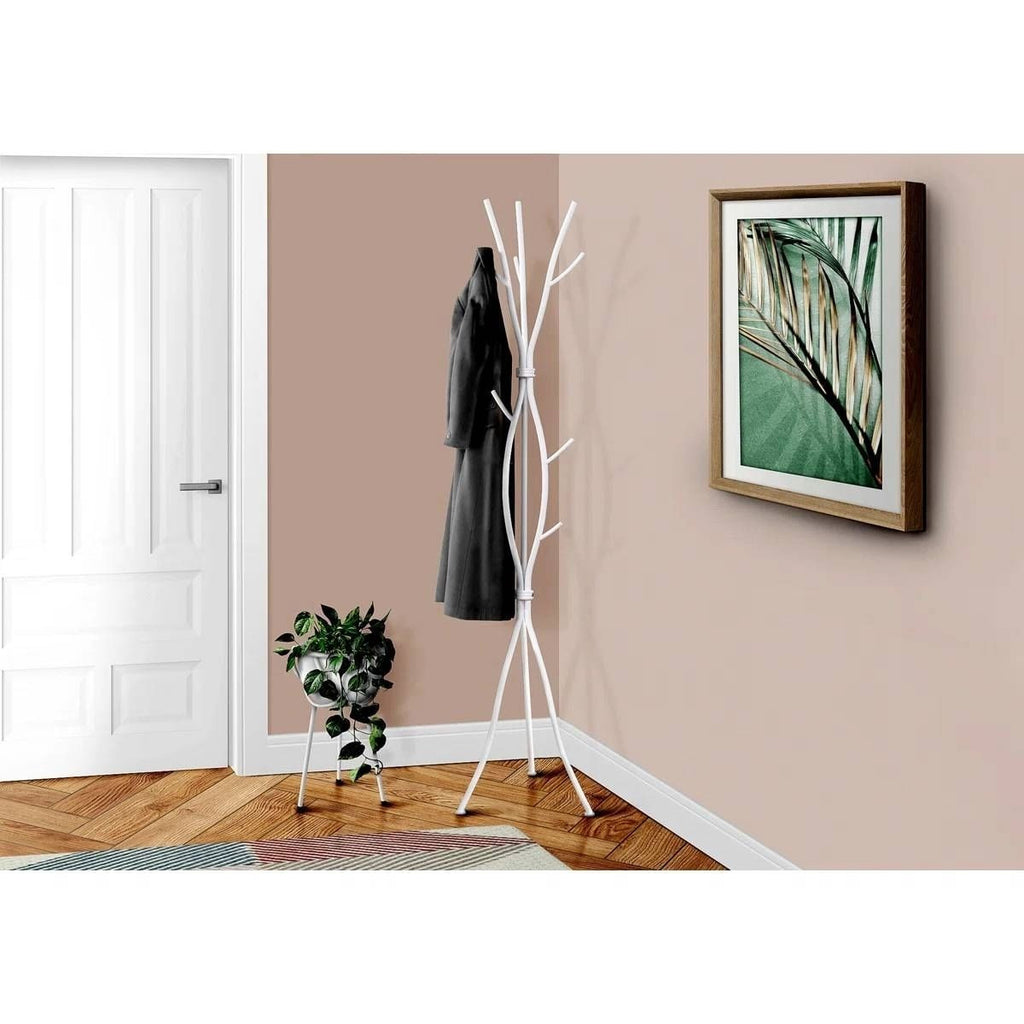 74-inch White Metal Coat Rack and Umbrella Stand