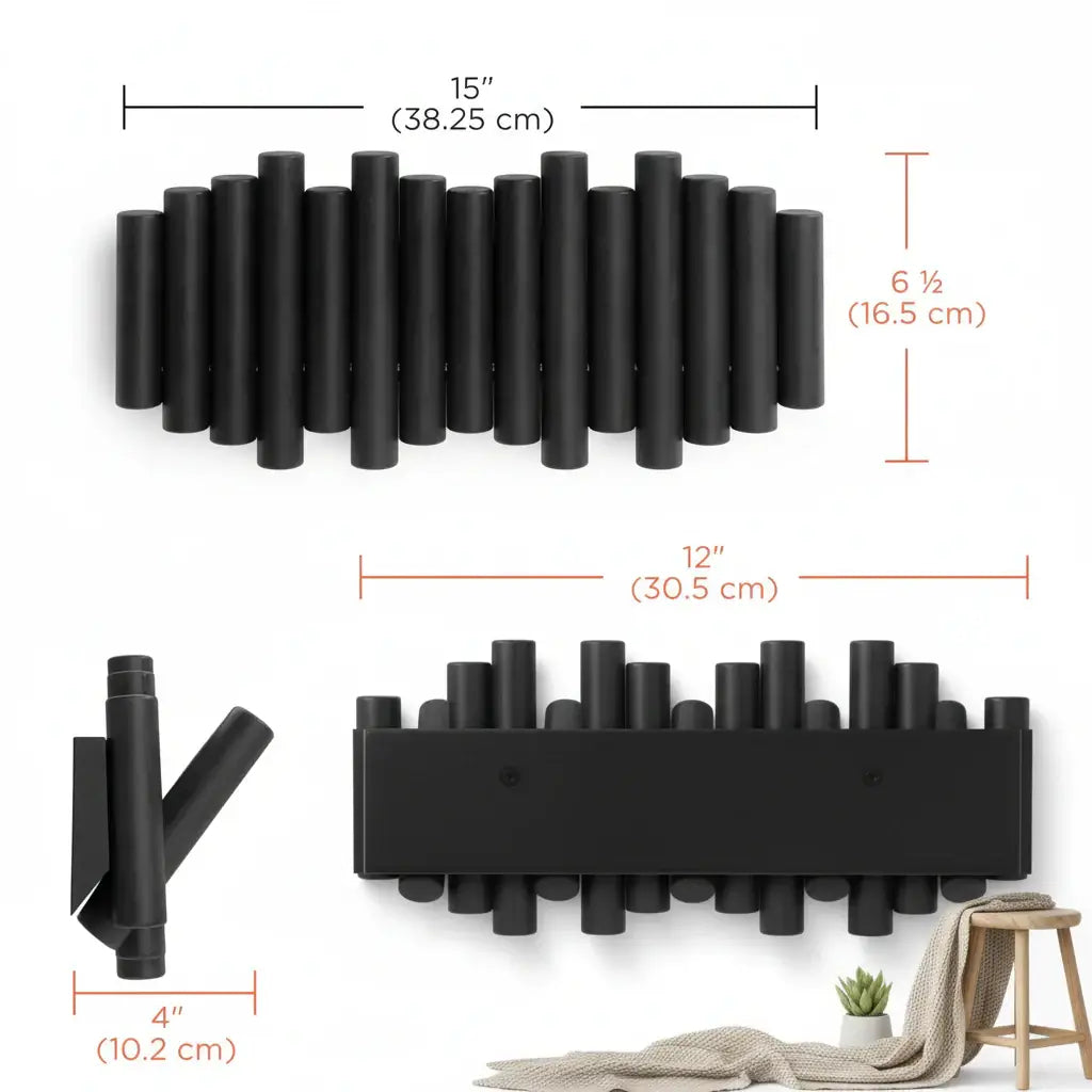 Wall-Mounted Rack with Retractable Pegs