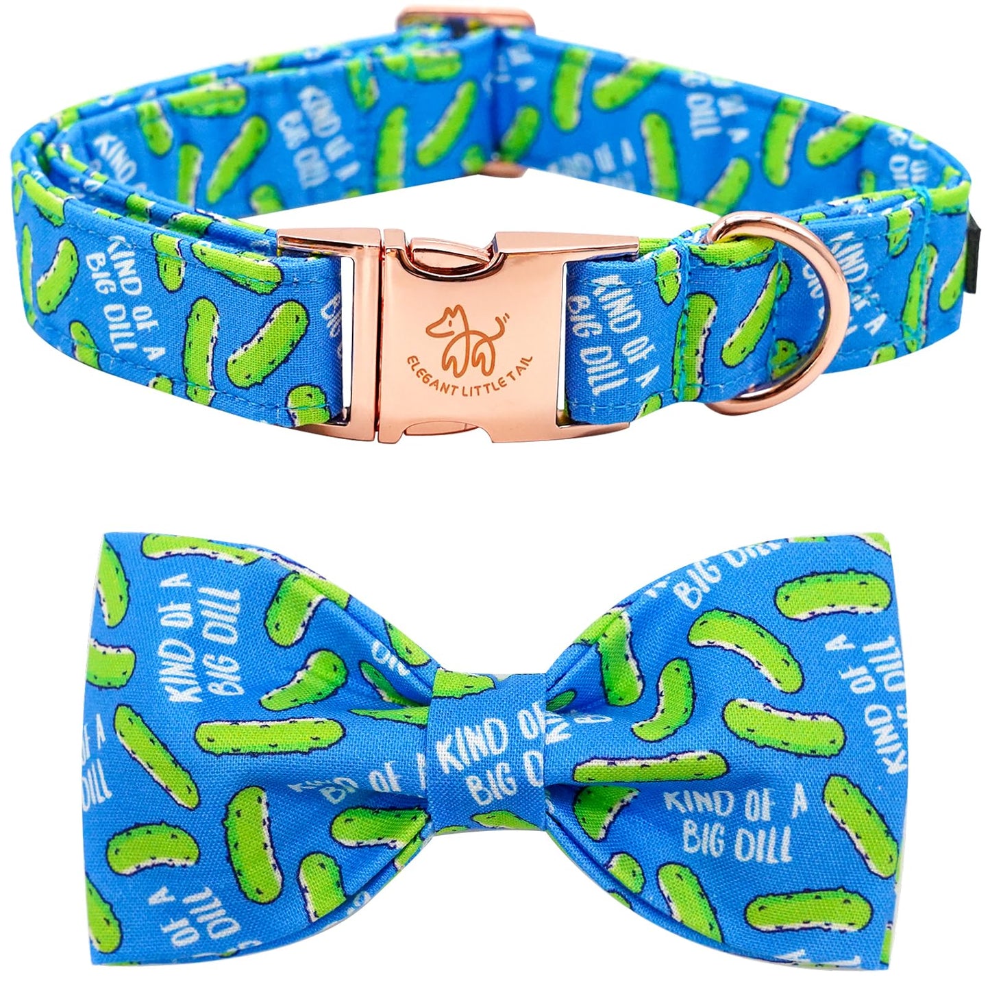Elegant little tail Dog Collar Dog Collar with Bow tie Dill Pickles Print Dog Collar Pet Collar Boy Cute Bowtie Collar Dog for X-Large Dogs