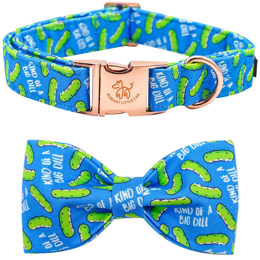 Elegant little tail Dog Collar Dog Collar with Bow tie Dill Pickles Print Dog Collar Pet Collar Boy Cute Bowtie Collar Dog for X-Large Dogs