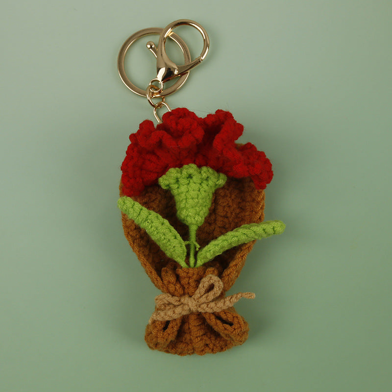 Handmade Crochet Flower Keychain Charm