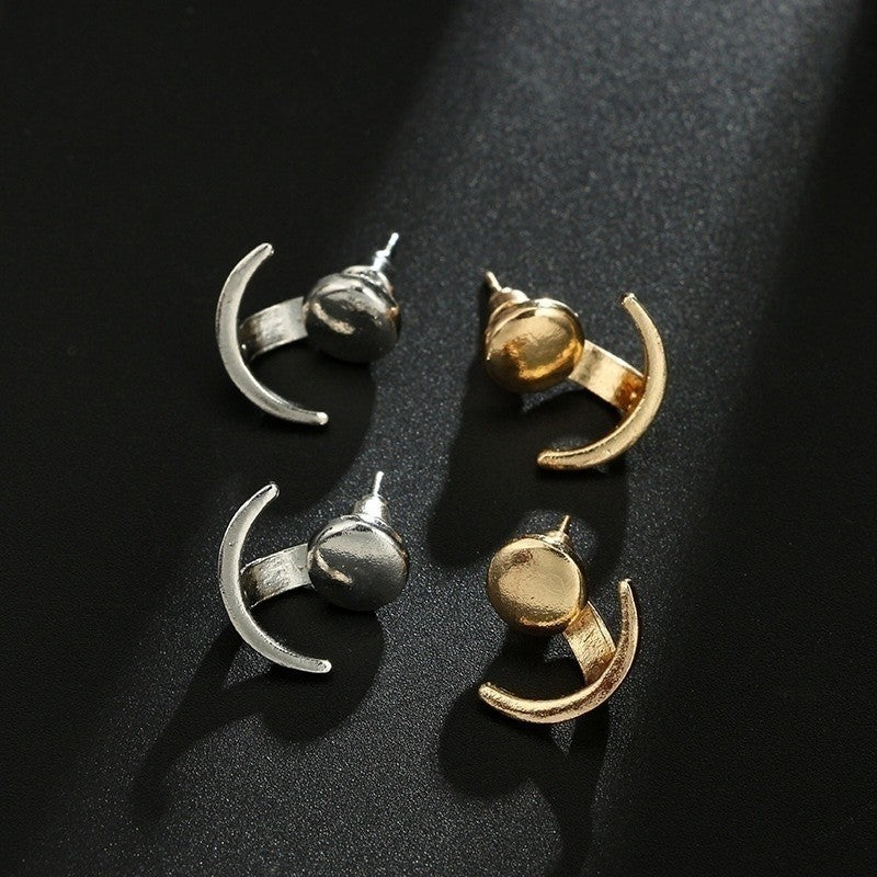 Geometric round and crescent earrings