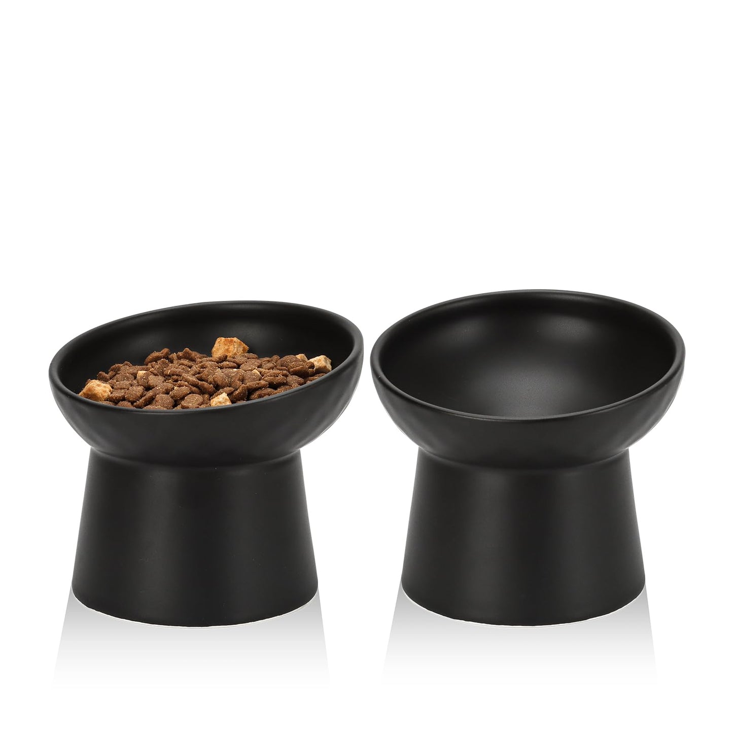 Ceramic Raised Cat Bowls Elevated Tilted Cat Food and Water Bowls Set Stress Free Pet Feeding Dish for Indoor Cats and Small Dogs Anti Vomiting Black 2 Pack