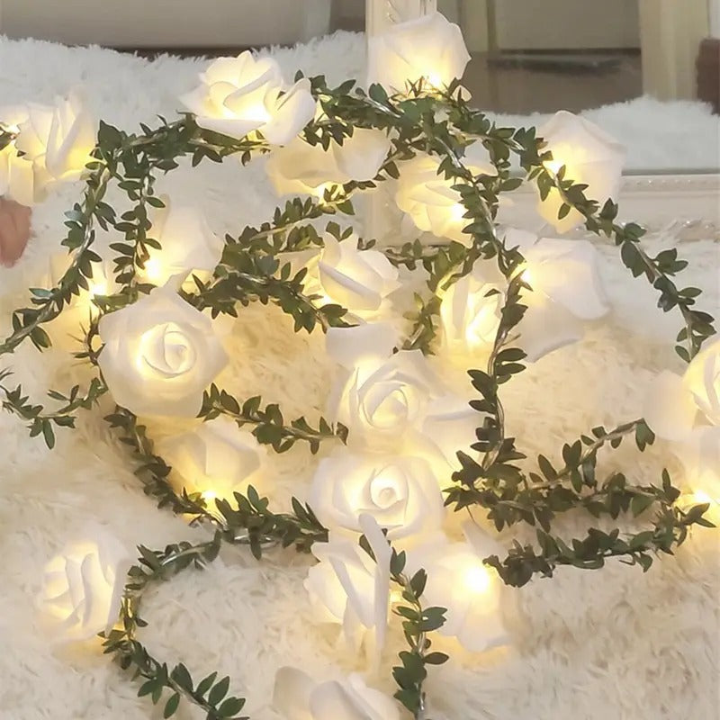 LED Rose Rattan String Lights for Room Decor
