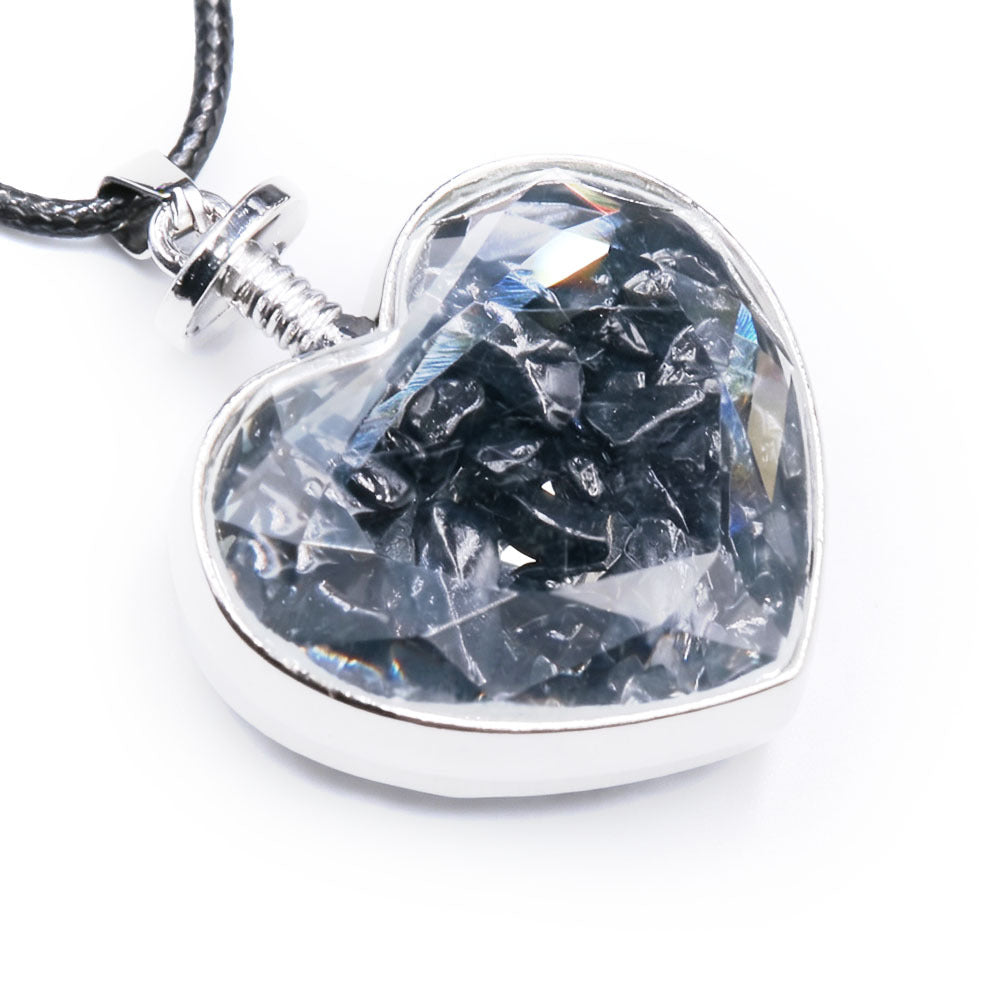 Natural Crystal Heart Bottle Pendant Necklace