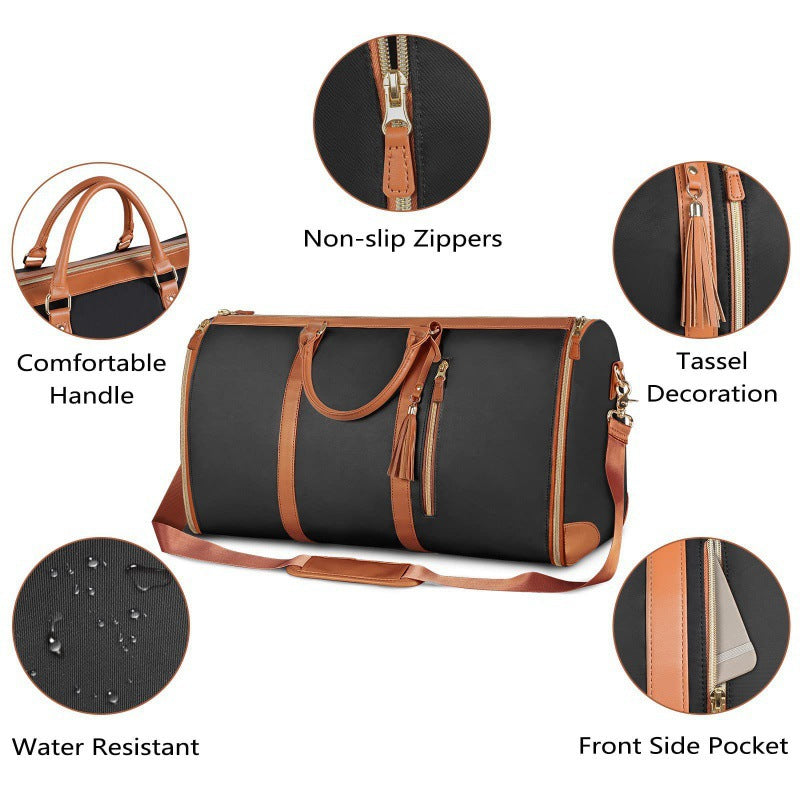 Large Foldable Travel Duffel Bag With Wardrobe Zipper Compartment