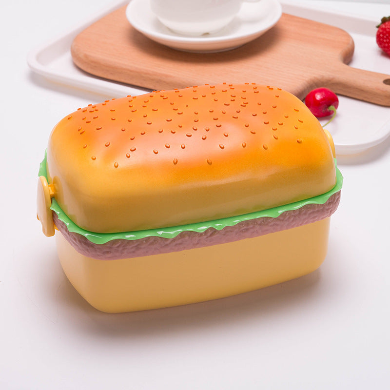 Burger-Shaped Lunch Box for Kids with Fork and Spoon