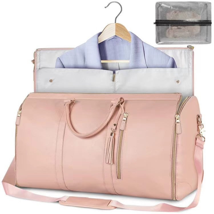 Large Foldable Travel Duffel Bag With Wardrobe Zipper Compartment