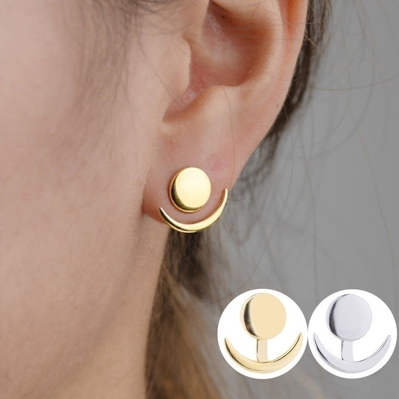 Geometric round and crescent earrings