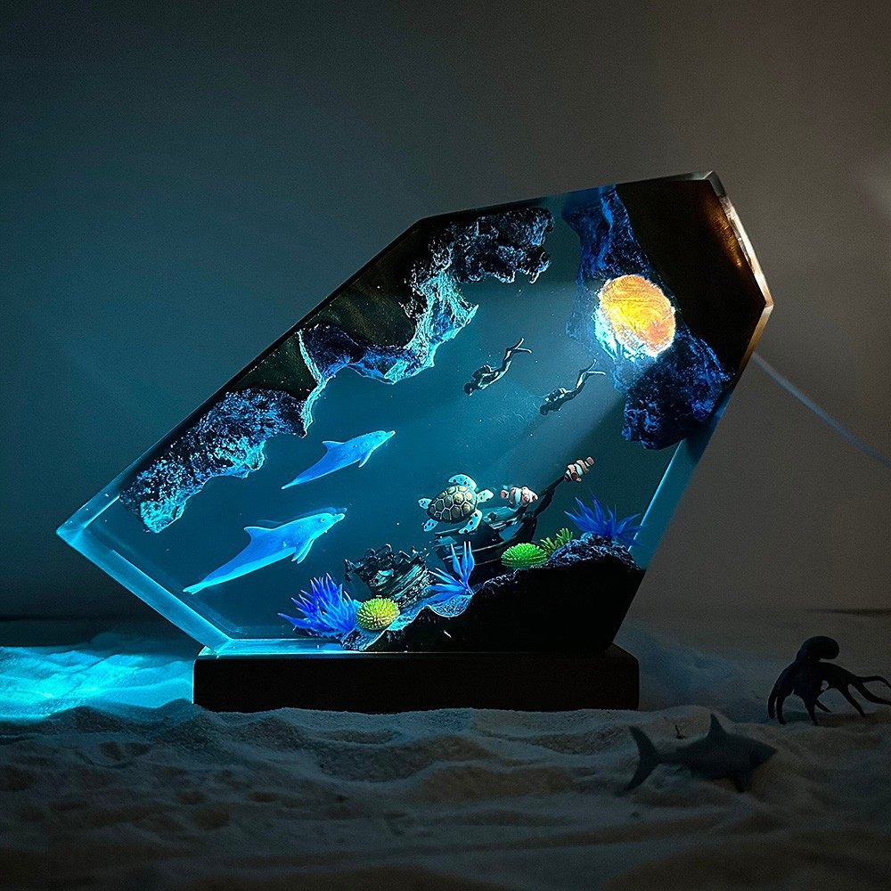 Ocean Themed Resin Night Light with Remote Control