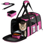 Pet Carrier - Airline Approved for Small Dogs Cats Kittens Under 15lb - Collapsible Soft Sided TSA Cat Travel Carrier in Red