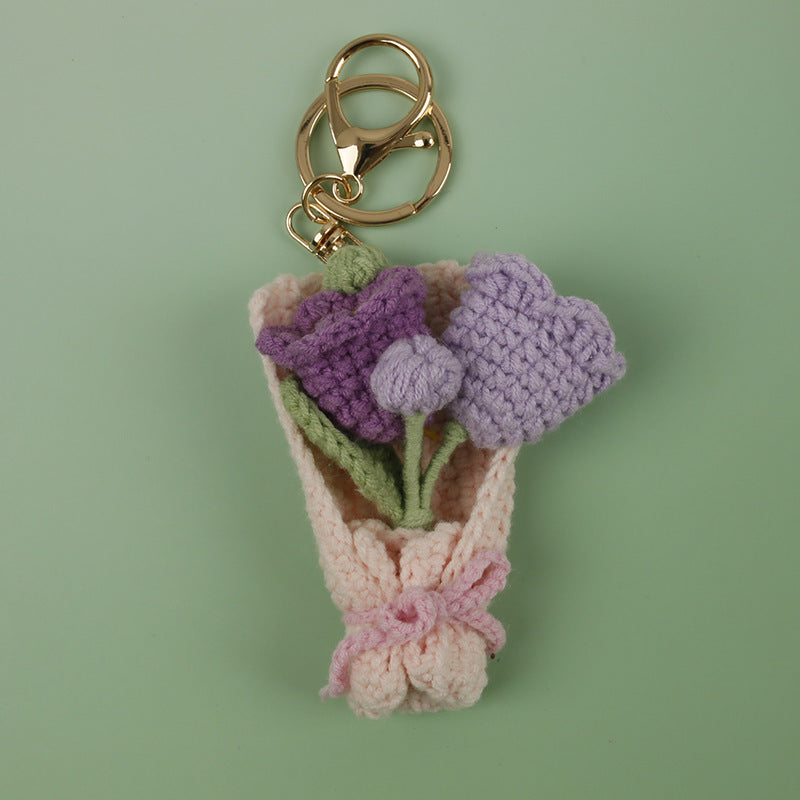 Handmade Crochet Flower Keychain Charm