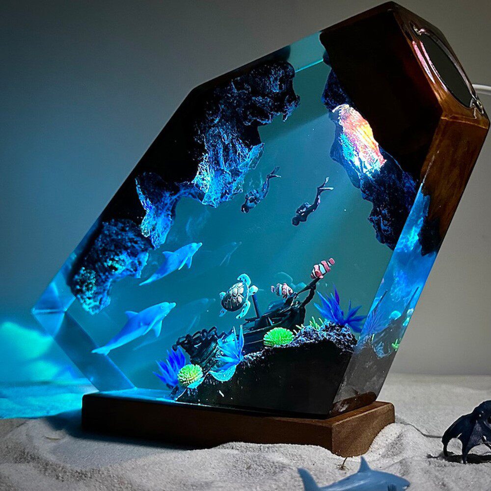 Ocean Themed Resin Night Light with Remote Control